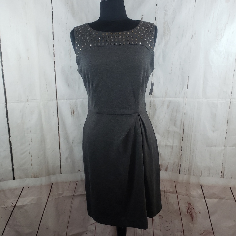 Nanette Lepore Studded Gray Sheath Dress Size 12 - Picture 1 of 7